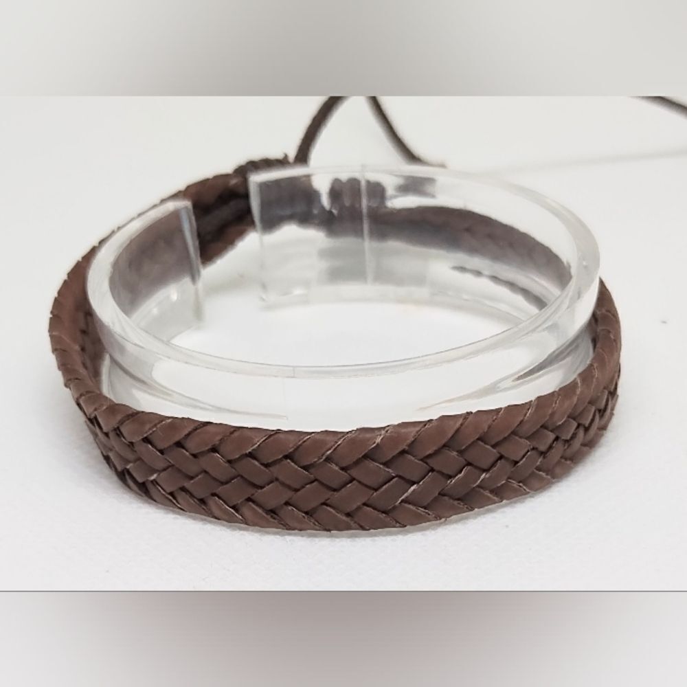 Men's leather bracelet braided brown new e50‎